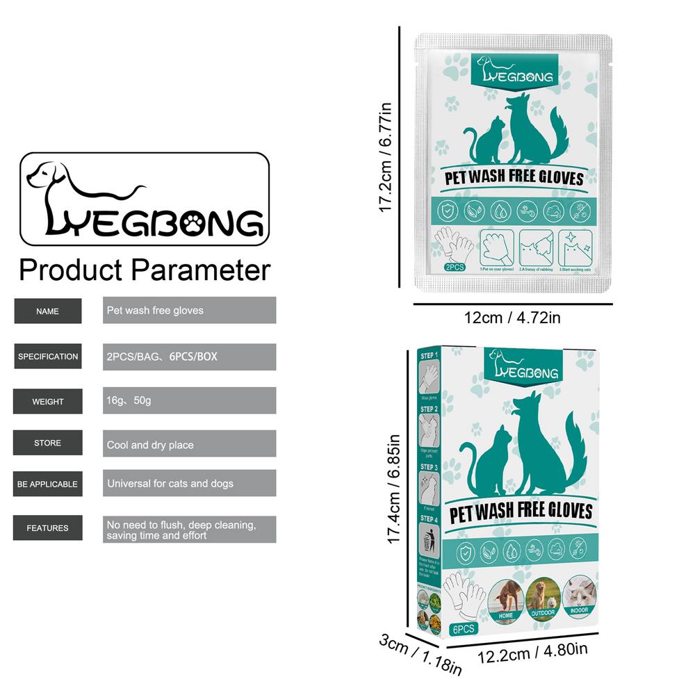 Portable Pet Grooming Wipes No-wash Gloves Disposable Cleaning Massage Supplies For Dog Cat Walking Hiking Outdoor Travel Clean