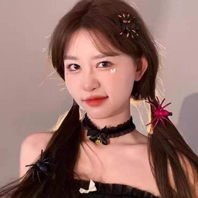 1Pc Ghost Cosplay Supply Black Spider Hairpin For Home Halloween Party Girl Hair Clip Barrettes Hair Accessories Party Supplies