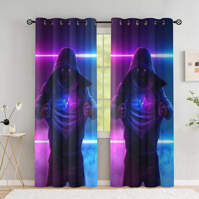 Psychedelic Mask Curtains Scary Window Drapes In Living Room Blackout Curtain For The Bedroom High Shading (70 %-90 %)2 Panels