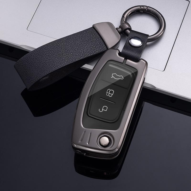 Für Ford Focus 2 MK2 Fiesta Mondeo Galaxy Falcon Territory Ecosport Auto Metall Klappschlüssel Abdeckung Tasche Shell Fall Schlüsselbund beschützer