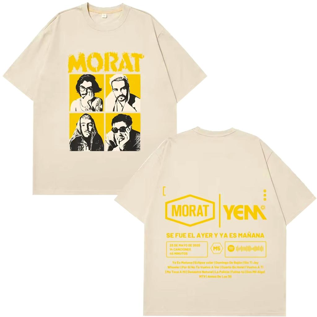 New Band Morat Yem World Tour Merch 2026 T Shirts Y2K Men Women Vintage Top Hip Hop Streetwear Oversized T-shirt