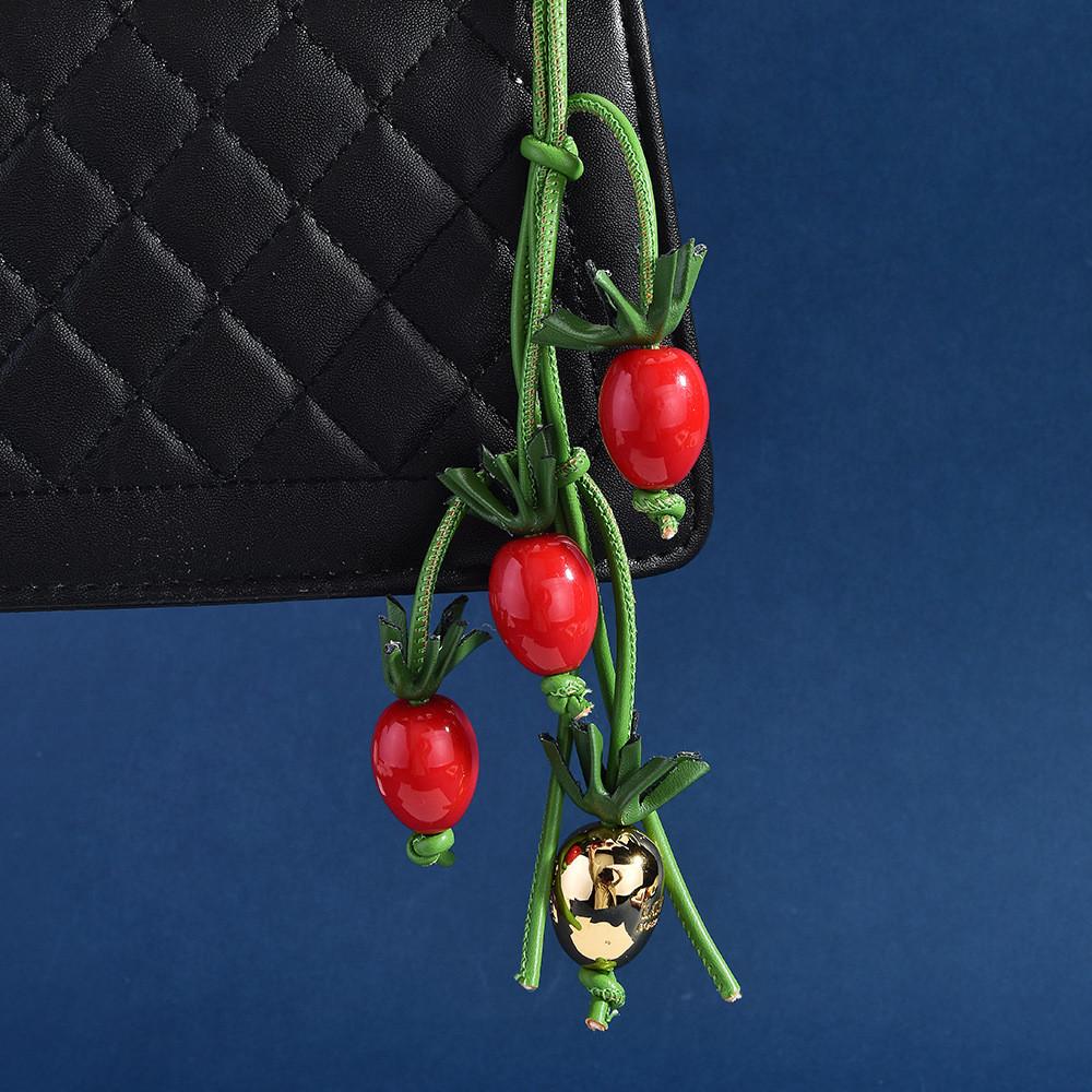 Minimalist Strawberries And Raspberries Keychain With Alloy Material For Bag Decor In Winter