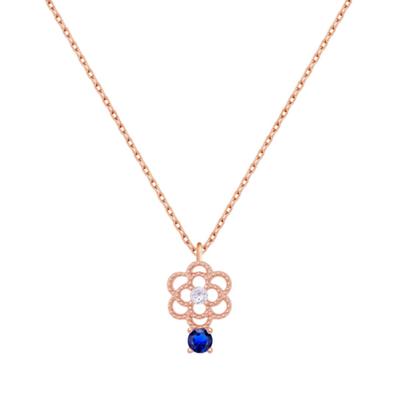[92.5 Silver] A Bouquet of Love Flowers, a 92.5 Silver Necklace with a Wish for You (September Dahlia Sapphire)