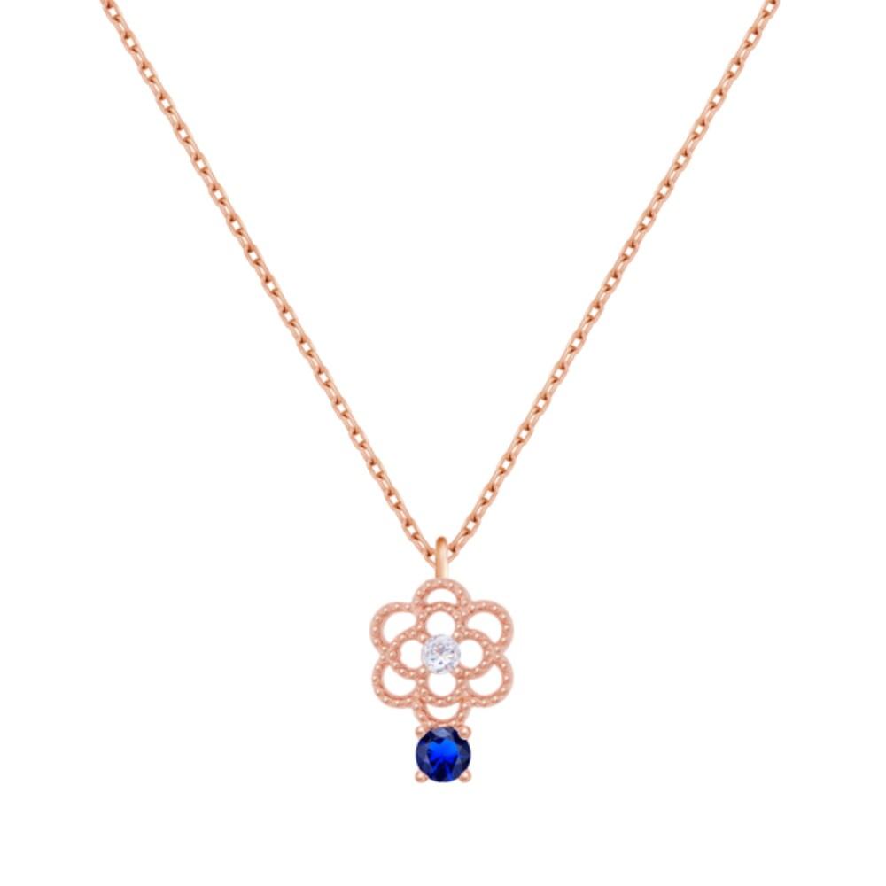 [92.5 Silver] A bouquet of love flowers, a 92.5 Silver necklace with a wish for you (September Dahlia Sapphire)