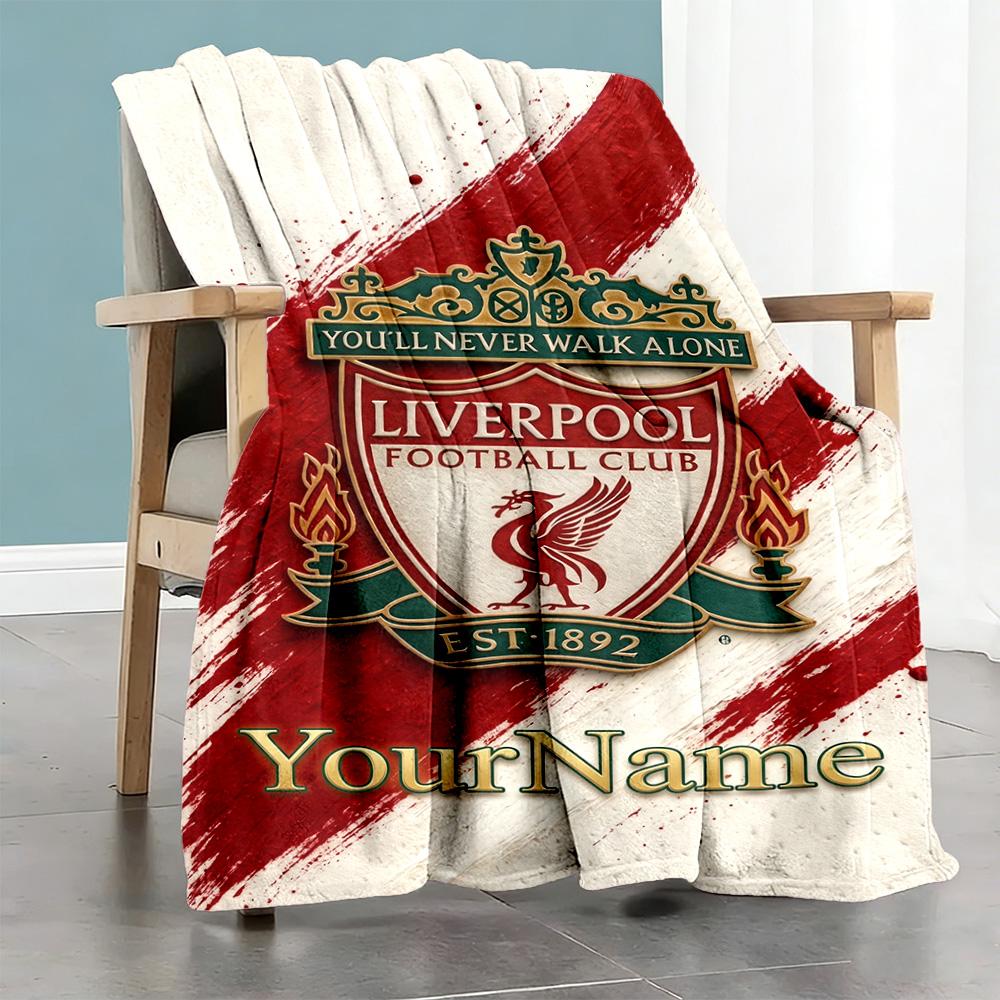 Liverpool Personalized Text Blanket Cozy Personalized Blanket Soft & Cozy Throw For Nap Livingroom Couch Picnics Ideal for All Seasons