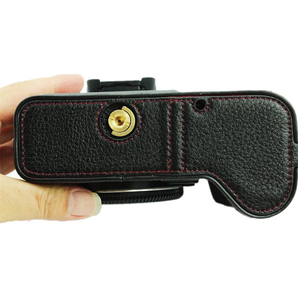 Genuine Leather Half Body Camera Case For Fujifilm Fuji GFX 100S Gfx100s Battery Opening Bottom Cover