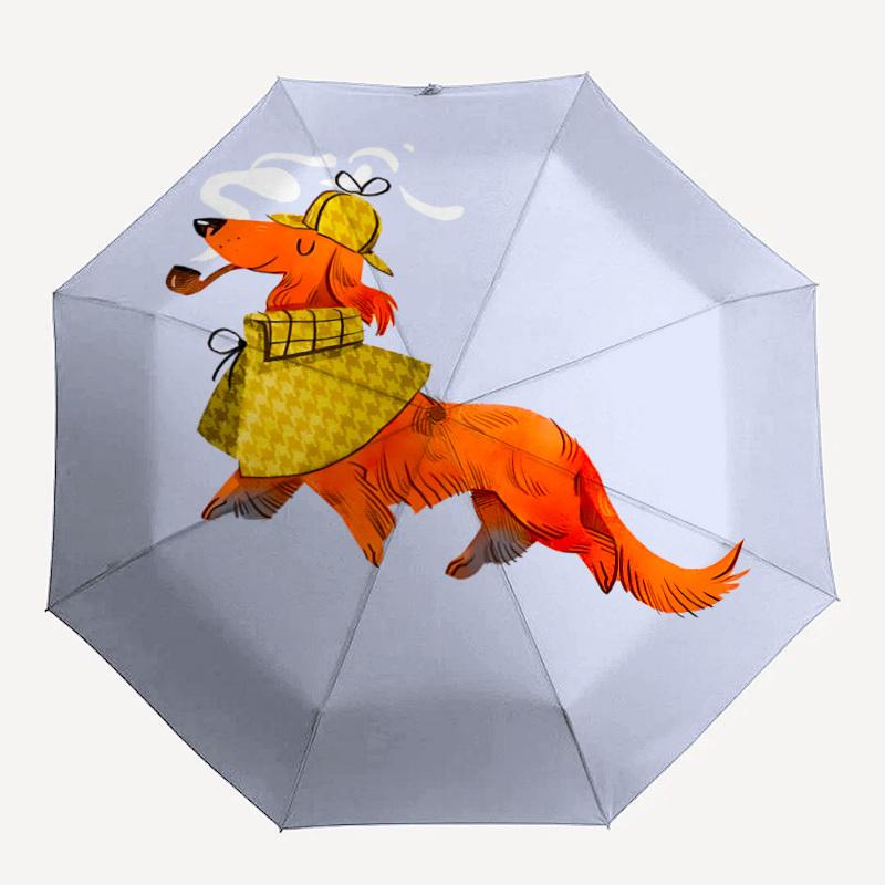 

1pc Detective Dog Automatic Open/Close Umbrella Compact Folding Umbrella, All-Season Portable Umbrella for Women/Men, Perfect Gift for Birthdays