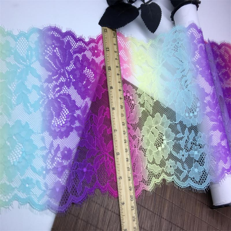 20.5cm wide Elastic Eyelash Lace, Stretch Sewing Lace Fabric for Lingerie, Bra, Underwear, Garment, Crafting
