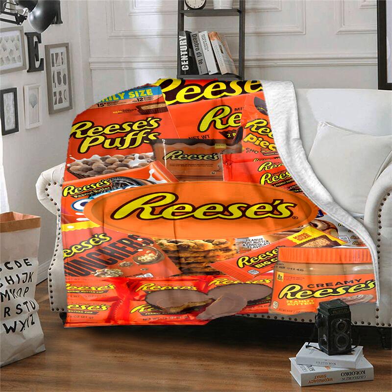 Reese‘S Peanut Flannel Blanket Soft All-Season Throw, Design for Camping, Car Travel, Hiking Sofa, Bed, Office Perfect Gift for Parties