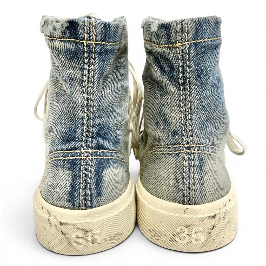 Pristine BALENCIAGA High Cut Sneakers PARIS HIGH TOP Distressed Denim 688756 Used