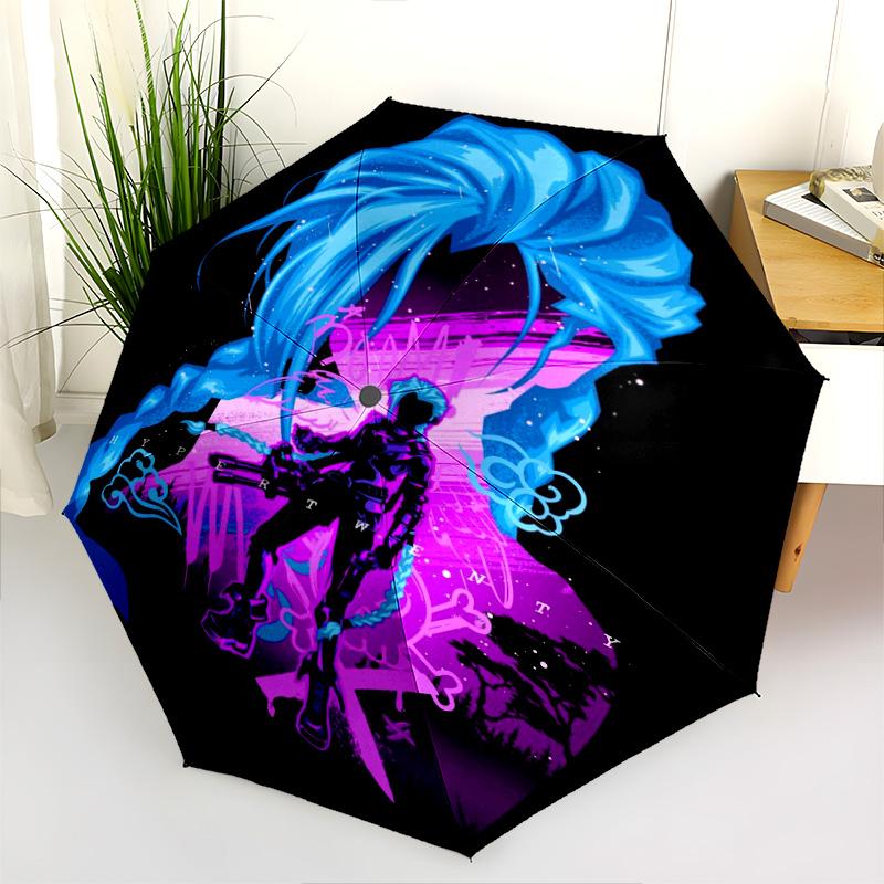 Vibrant Cyberpunk Warrior Folding Umbrella Travel Suitable for All Seasons Gift Umbrella Three Folds
