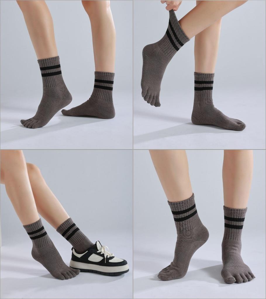 WIOIW Women's Five-Toe Socks, Sports Socks, Cotton, Durable, Perfect for Running, Commuting, and School, 3 Pairs