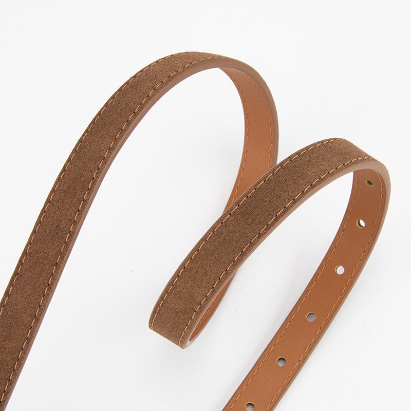 Frosted Back-velvet Retro Leather Belt for Women with Jeans Belt for High-end Cowhide Leather Thin Belt for Women
