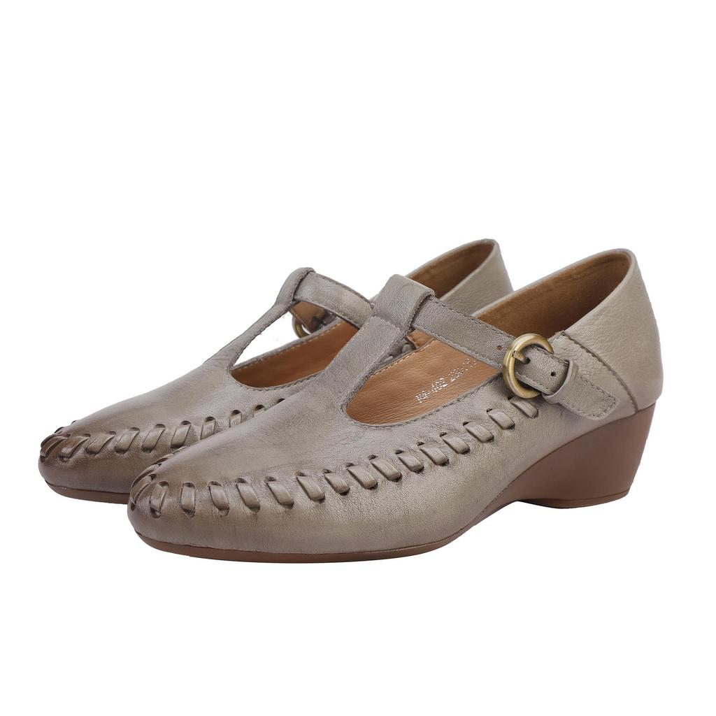 2025 Autumn Women's Genuine Leather Mary Jane T-Strap Shoes - Soft Sole, Retro French Style, Chunky Heel