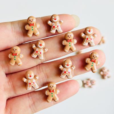 30 Piece Cartoon Resin Mini Christmas Gingerbread Figurine Nail Decoration Diy Set, Suitable For Nail And Jewelry Making A116