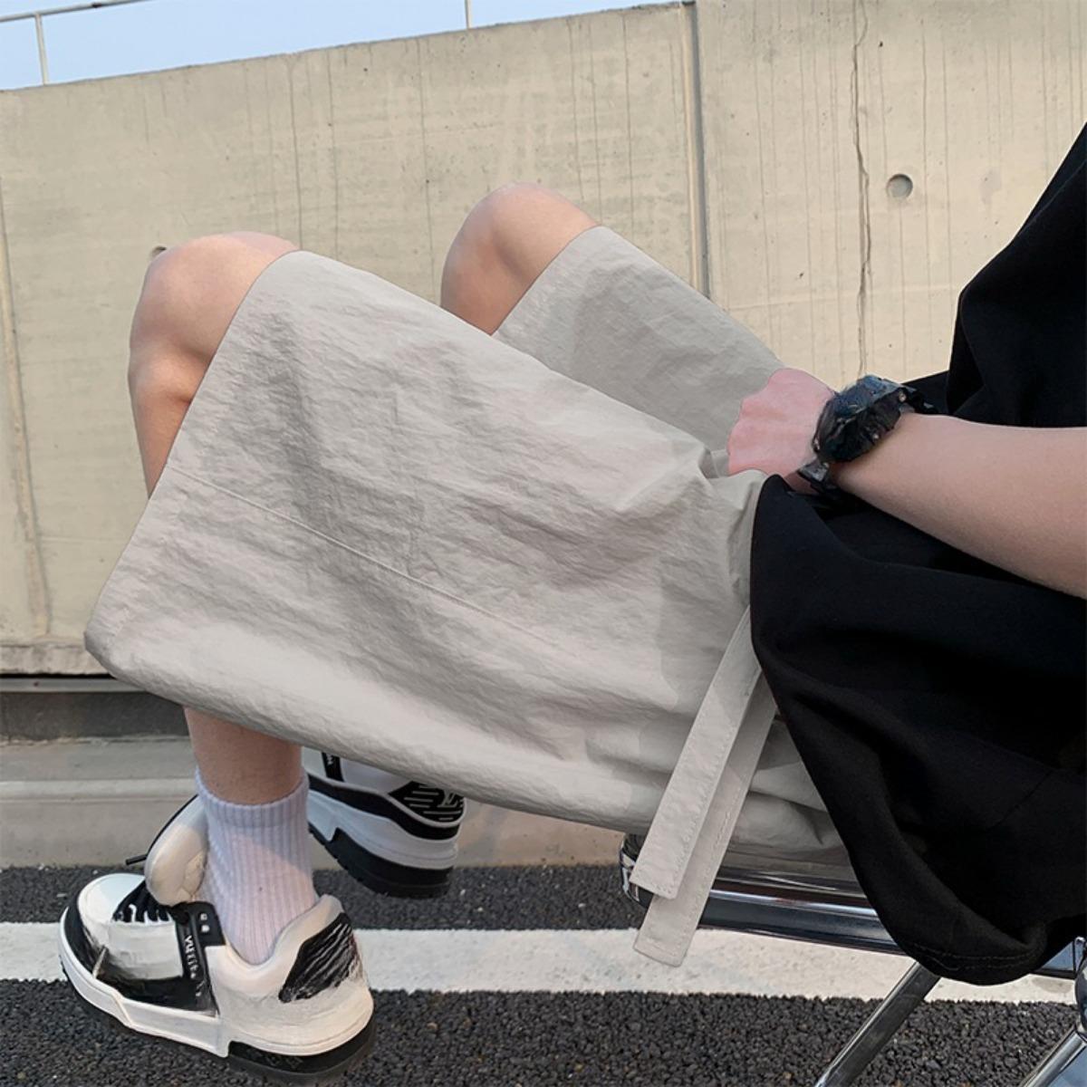 

Дизайн унисекс Легкие Быстросохнущие Шорты с высокой посадкой и широкими штанинами - Дышащие Летние Повседневные Шорты с Кулиской на Талии M серый