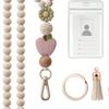 Silicone Bead Lanyard With ID Card Holder Keychain Teacher Gift Book Flower Charm