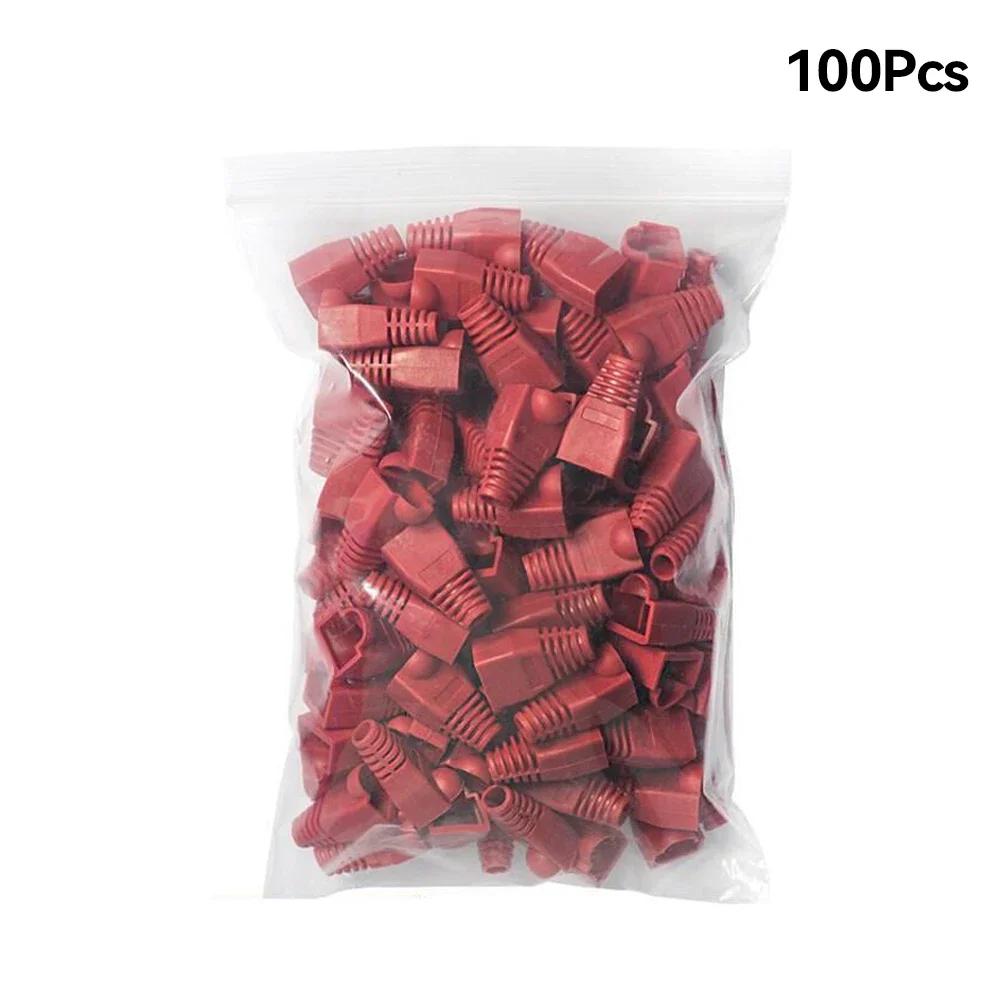 100Pcs Mixed Color CAT5E CAT6 RJ45 Ethernet Network Cable Strain Relief Boots Cable Connector Protective Sleeve Plug Cover