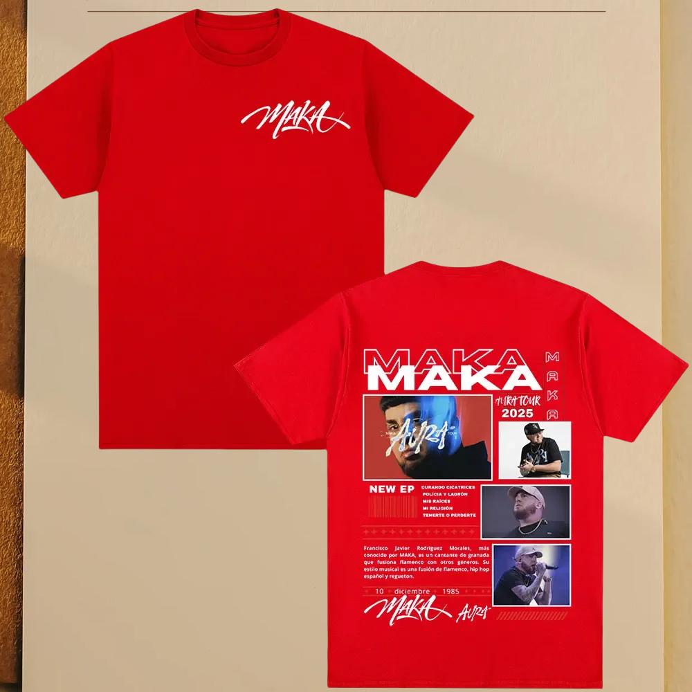 Rap singer Maka Aura 2025 Tour Merch Men's and Women's Fashion Retro Street T-shirt Casual Short Sleeve T-shirt Street Cool
