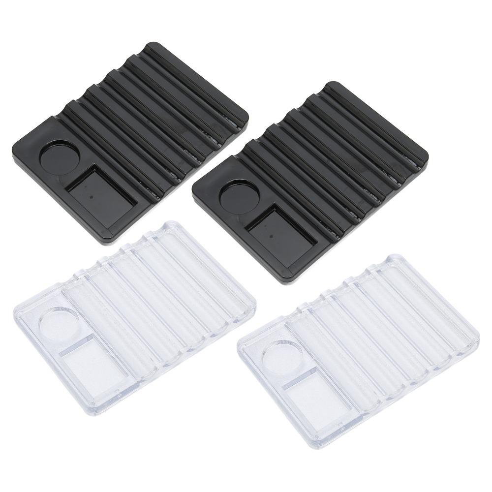 4PCS Transparent Multifunction Nail Brush Rack Nail Art Rhinestone Small Parts Storage