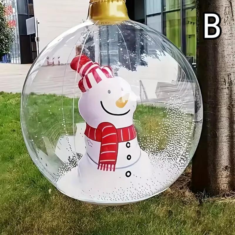 Weihnachts-Außen-Aufblasball Dekoriert PVC Riesen Groß Große Bälle Weihnachtsbaumschmuck Spielzeug mit Licht für Innen Außen