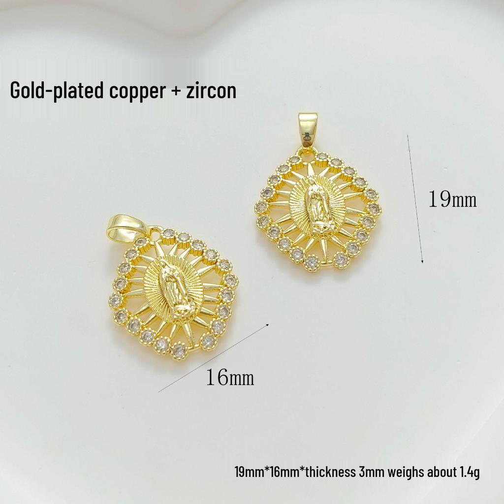 Gold-Plated Virgin Mary Pendant Necklace - Handmade Heart Design