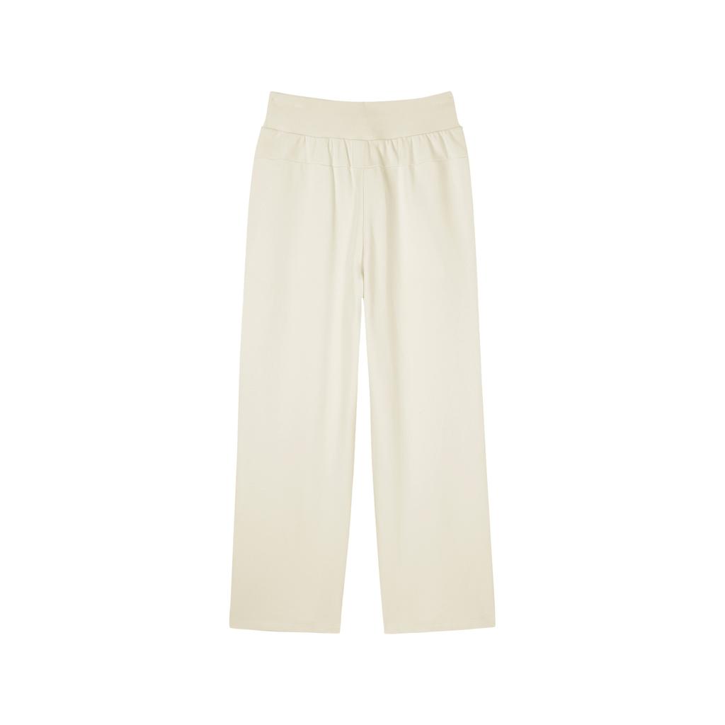 Skechers Sports Lifestyle Series Loose Straight High-Waisted Casual Pants Women Bottoms Tofu-White L124W036-0211