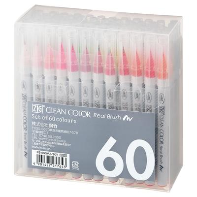 Kuretake Rotulador Pincel ZIG Clean Color Real Brush Set - 60 Colores RB-6000AT/60V