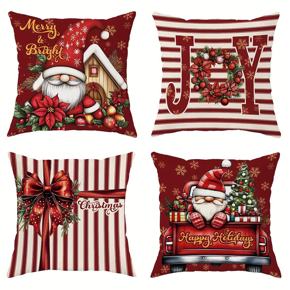 1pcs Christmas-pillowcase, suitable for Christmas home decoration, single-sided printing, no pillow core.