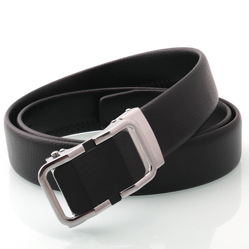 Hong Sheng Frosted Auto-Buckle Edge-Sealed Cowhide Belt Set - Classic Business Casual Men's Trend