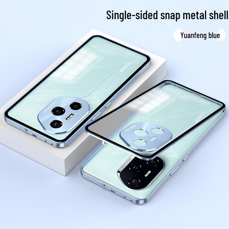 Honor 400pro Metal Frame Phone Case: Snap-Button, Frosted Back, Protective Mirror.