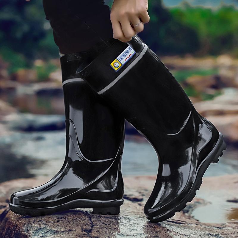 

Дождевики мужские осенне-зимние водонепроницаемые и нескользящие бархатные высокие резиновые туфли мужские кухонные, рыболовные, рабочие, для отдыха на природе, водные туфли 44