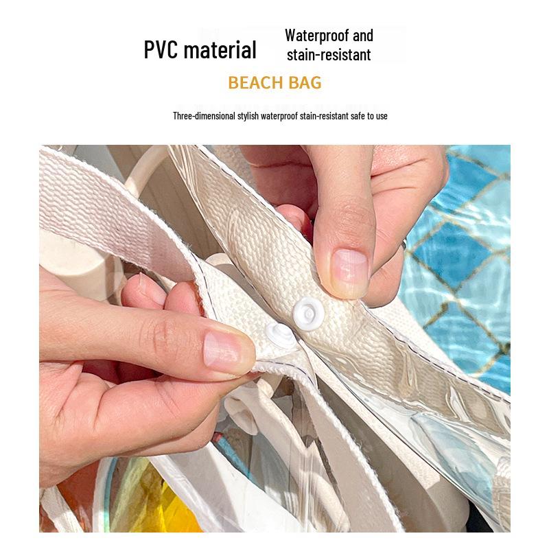 Große wasserdichte PVC-Strandtasche mit Knopfverschluss für Toilettenartikel & Kosmetik – Ideal zum Schwimmen und für den Außenbereich