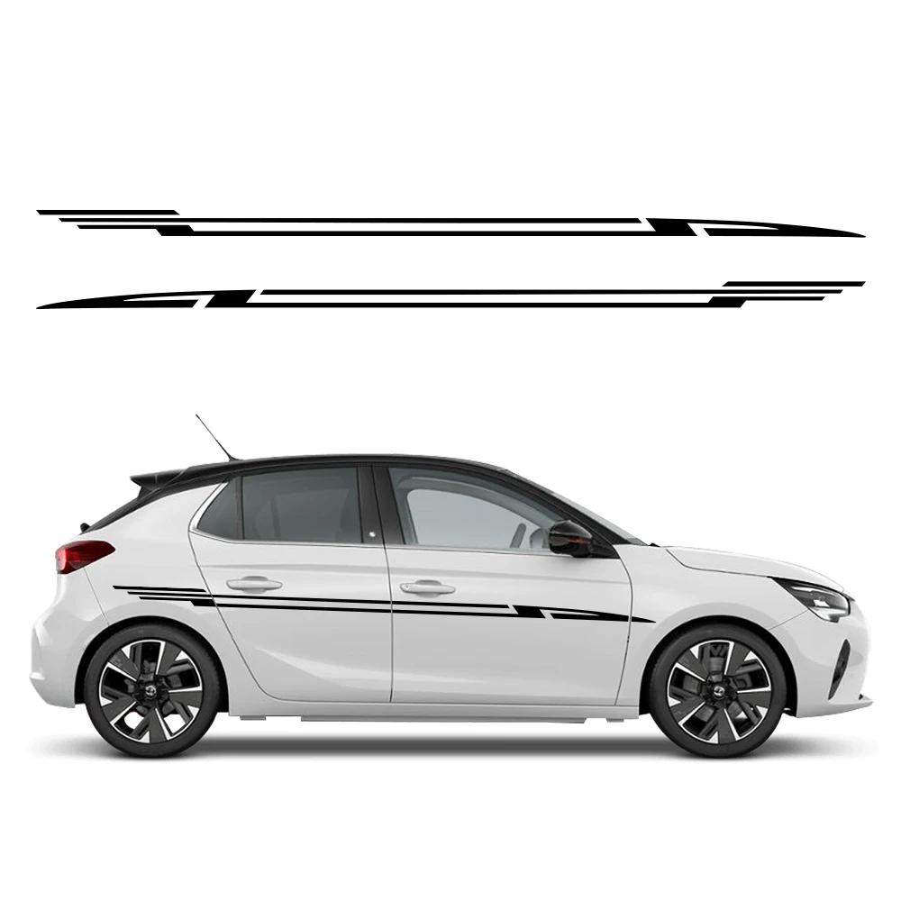 2PCS Car Door Side Skirt Stripes Stickers Z-Shape Sport Styling Vinyl Decals Car Decoration Accessories For Opel Corsa C E F D