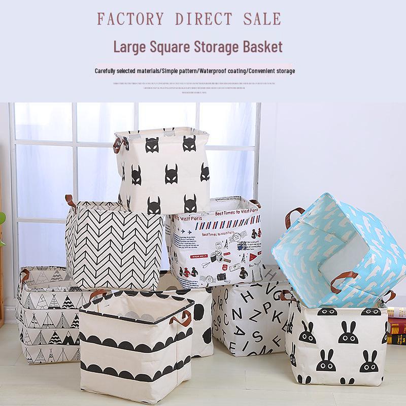 Waterproof Cotton & Linen Storage Basket - Creative, Durable Fabric Square Box for Home Use