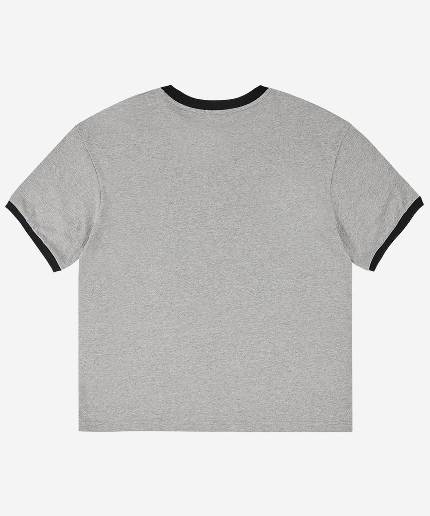 Nodi Dual Horse Emblem Ringer Crop Tee Melange Gray