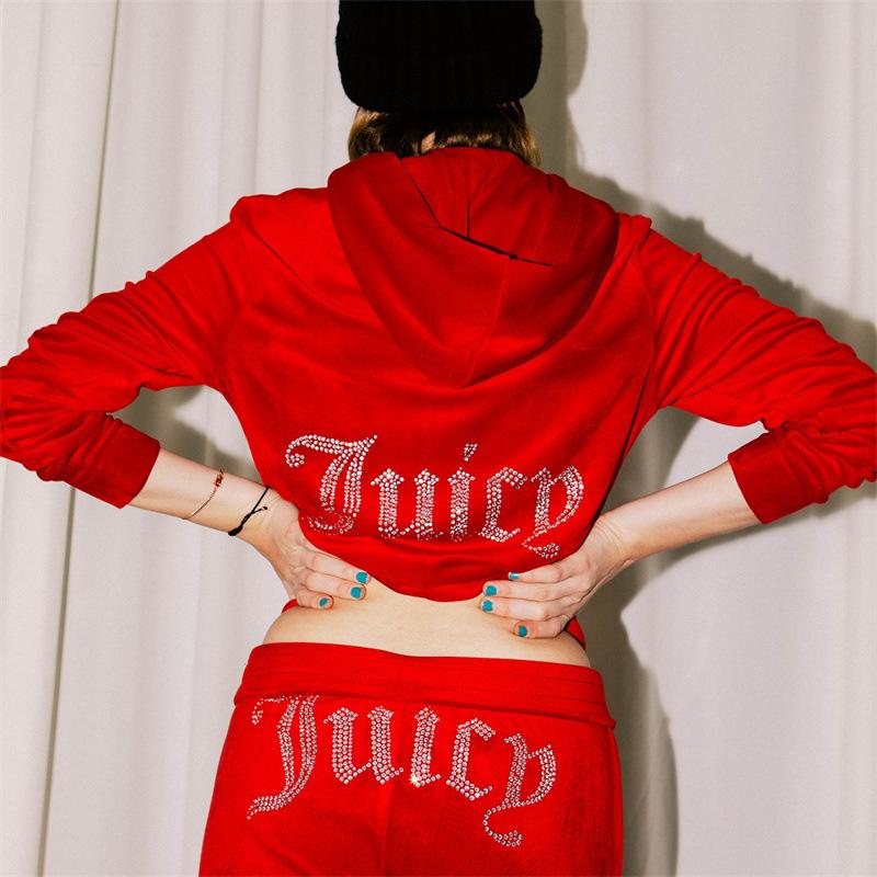 Fashion Rhinestone Velvet Hoodie Sweatshirt 2