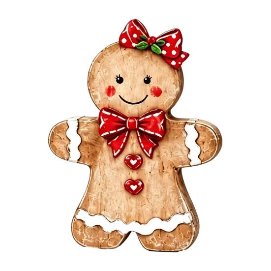 Christmas Village Gingerbread House Wooden Man Decor, Rustic Gingerbread, Candy Cane Figurines, Xmas Reusable Seasonal Home Decor Tabletop Ornaments