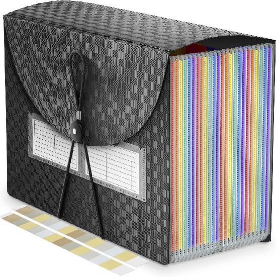 25 Pockets Accordion File Organizer Expanding File Folders,Expandable Document Organizer Plastic Accordian Filing Folder,A4/Letter Size Classic Style