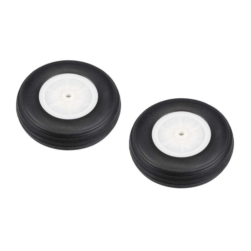 DMiotech 2pcs 100mm PU Sponge Wheels with Hubs for RC Airplane Tires, RC Cars, Model Ships, DIY Projects