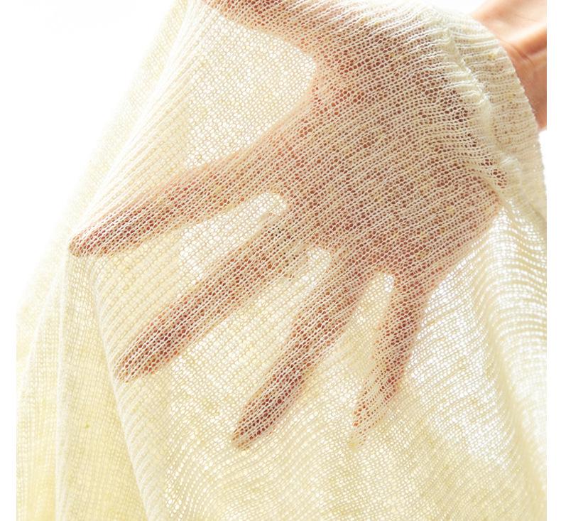 Damen Sommer Locker Gestrickter Sonnenschutz Leinen Überwurf Langarm T-Shirt