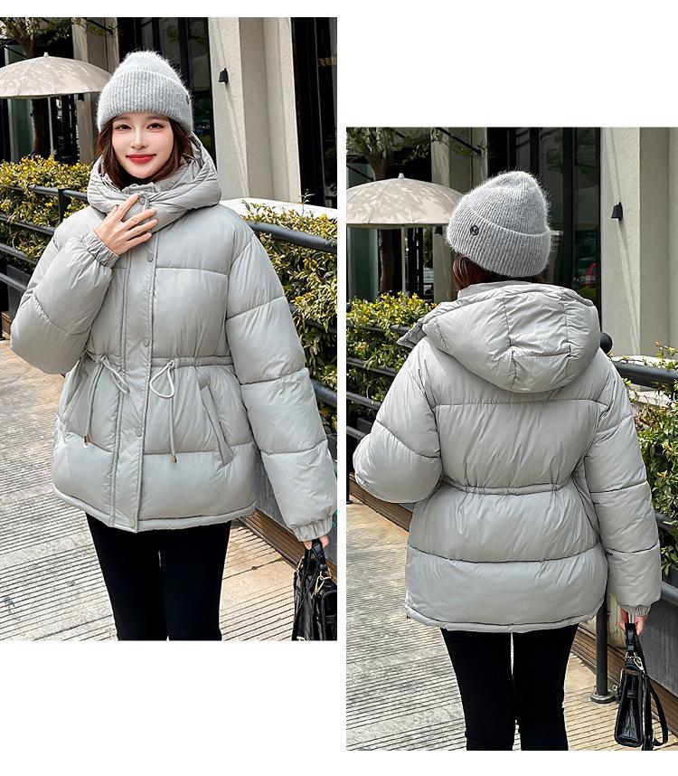 Jachetă de iarnă groasă și călduroasă pentru femei, scurtă, cu glugă detașabilă, rezistentă la vânt