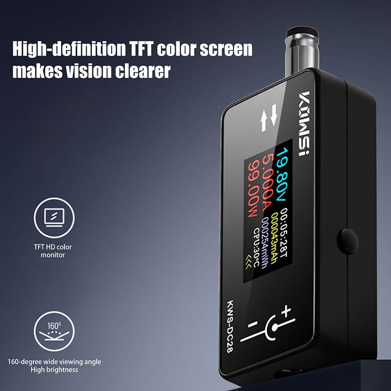 Kws-Dc28 0.96 Inch Tft Hd Digital Display Dc 5.5*2.5 Interface Tester Voltage Ammeter Power Meter Multi In One Display