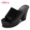 Fashion Aphixta 2025 Summer 7cm Chunky Heels Slides Women Mules White Design Platform Slippers Sandal Cool Peep Toe Shoes Female