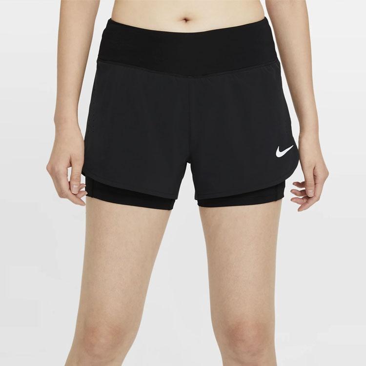(WMNS) Nike Eclipse 2-in-1 Running Training Solid Color Sports Woven Shorts Black Women's CZ9571-010