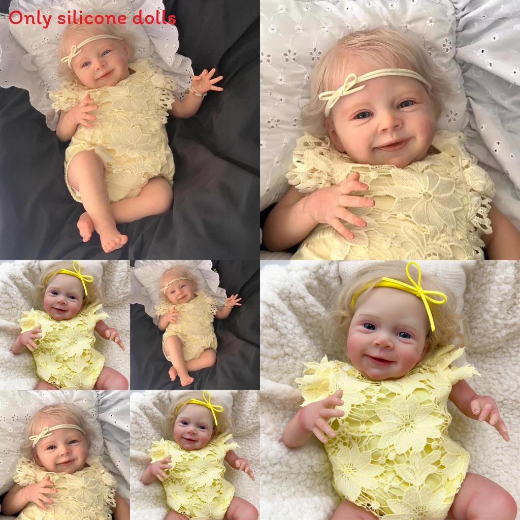 Złote Włosy Symulacja Zabawka Lalka Reborn Z Żółtym Ażurowym Ubraniem Design Dla Dzieci Prezent Świąteczny