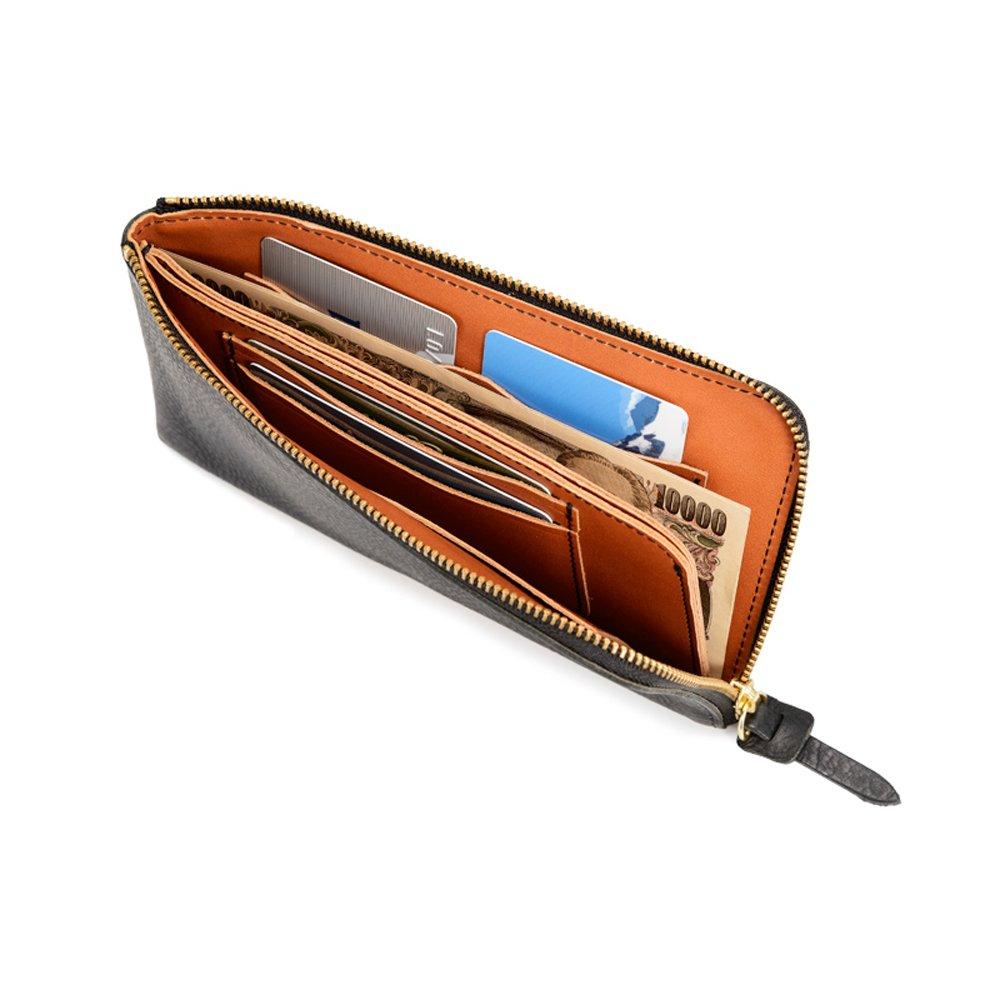 Italian Shrink Leather Zipper Long Wallet In Billfold Coin Case Thin Leather Himeji Leather Cowhide Domestic Japan [Ikenohata Ginzaten] (Ikenohata