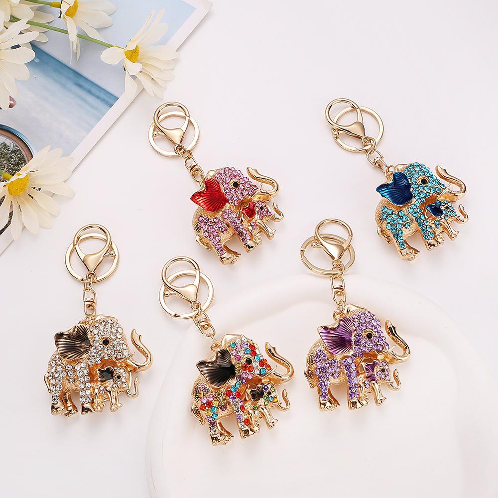 Cartoon animal elephant keychain, cute, diamond studded, little elephant, diamond studded bag pendant