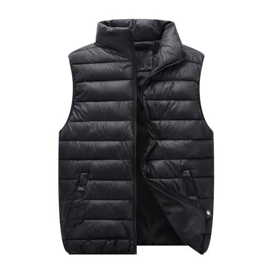 Couple Winter Waistcoat Thick Padded Windproof Cold Resistant Unisex Sleeveless Stand Collar Zipepr Closure Neck Protection Smooth Down Coat