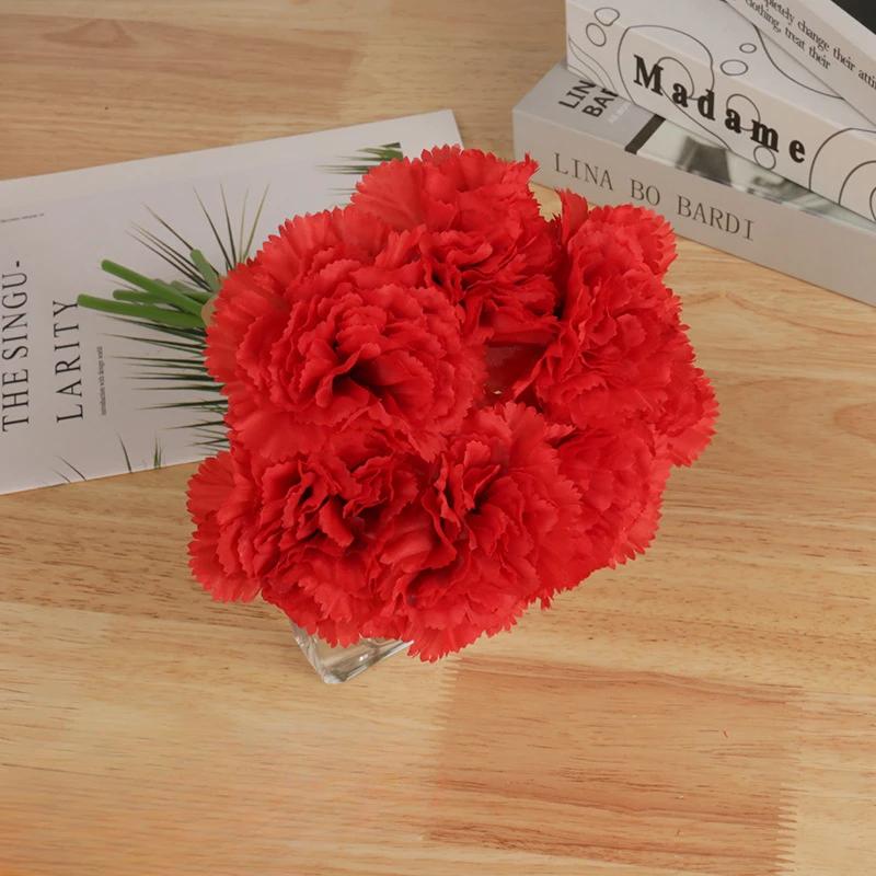 Festive Party Decorative Simulation Flowers Silk Carnations Wedding Decoration Fake Flower Artificial Pink Carnations Bouquet